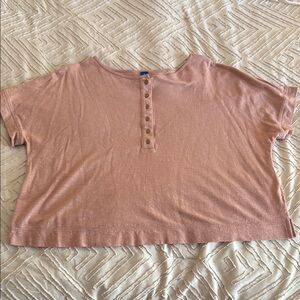Old Navy Pink Boxy Crop Button Shirt